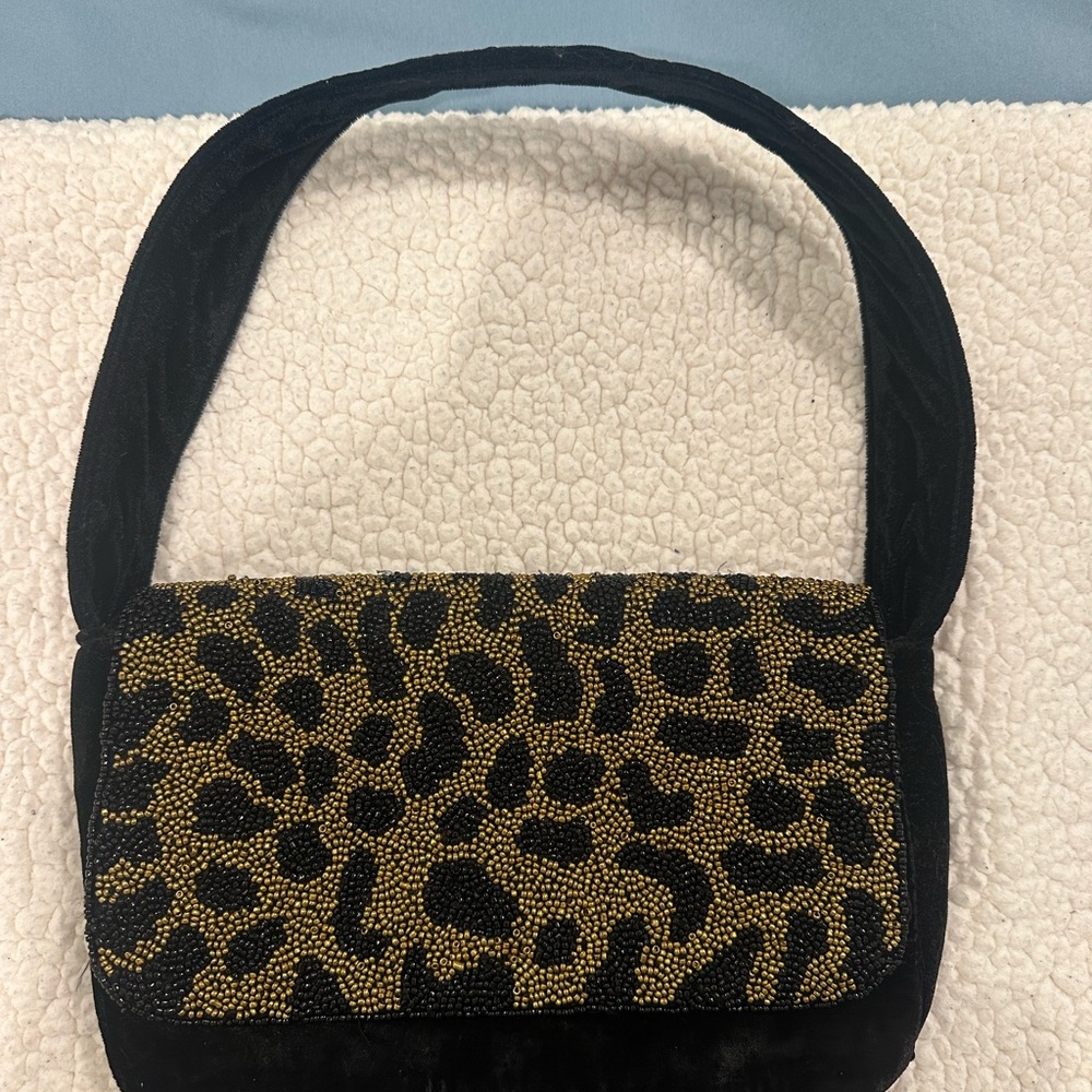 A New Day Black and Gold Leopard Shoulder Bag